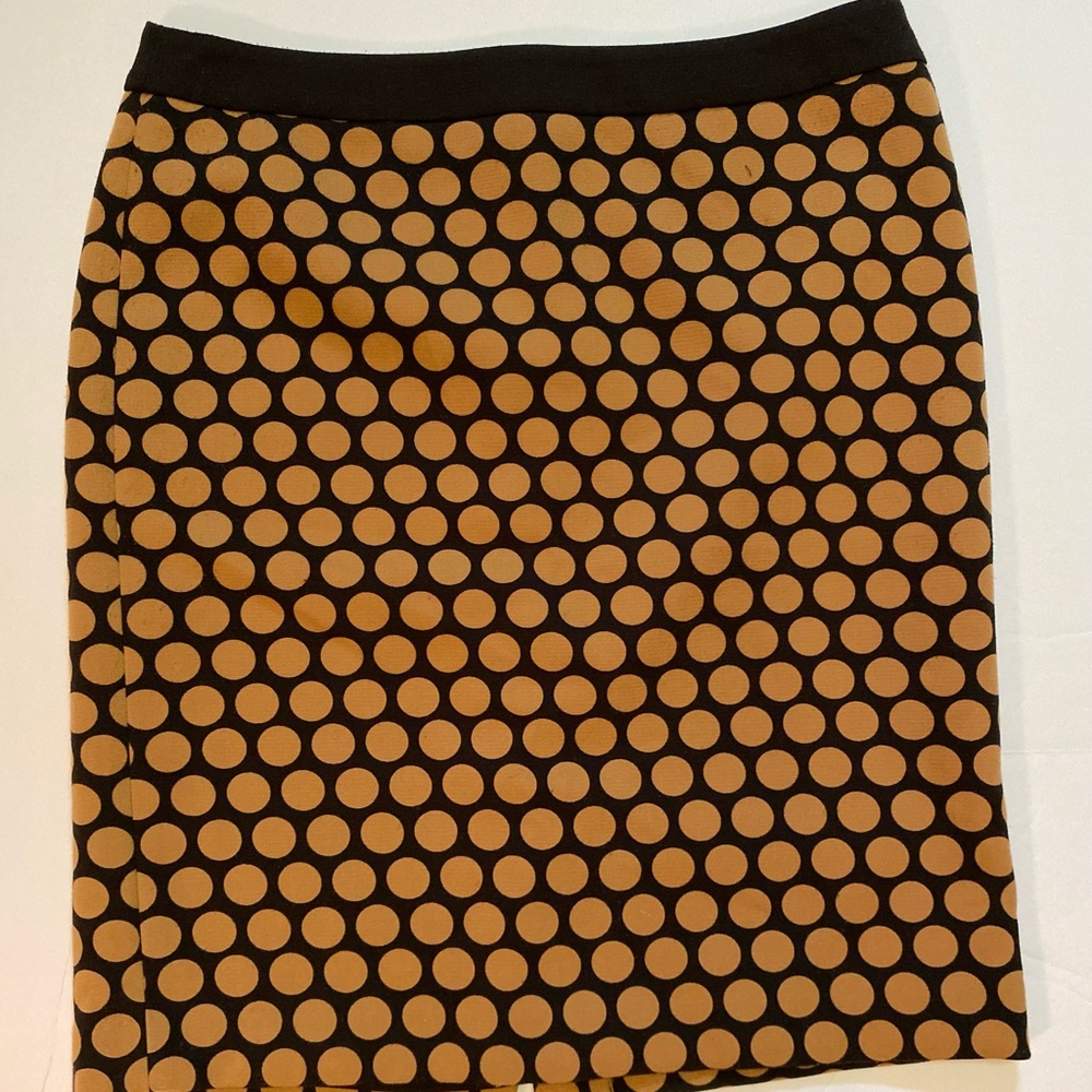 Talbots Polkadot Pencil Skirt Size: 12p Black and Tan